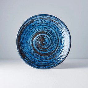 Modrý keramický tanier Mij Copper Swirl, ø 25 cm