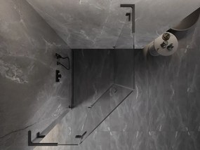 Mexen Lunar, L päťuholníkový sprchový kút naklápací doľava 80x90 cm, 8mm číre sklo, profil grafit brúsený, 831L-080L-090P-66-00-L