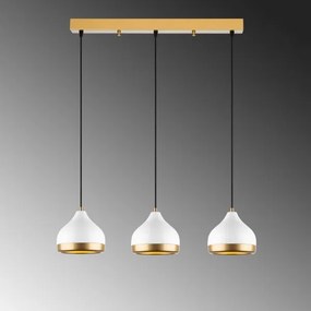 Luster na lanku YILDO 3xE27/40W/230V biely/zlatý