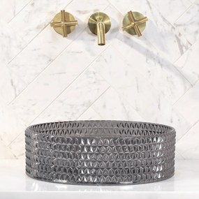 Rea Cristal, sklenené umývadlo na dosku 36x36 cm, čierna, REA-U9671