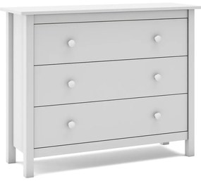 Biela nízka detská komoda z borovicového dreva 100x80 cm Max – Marckeric