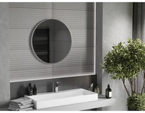 Mexen Loft, okrúhle kúpeľňové zrkadlo 70 cm, farba rámu brúsená oceľ, 9850-070-070-000-10