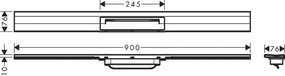 Hansgrohe RainDrain Flex, vrchná sada sprchového žľabu 900, skracovateľný, pre inštaláciu ku stene, čierna matná, HAN-56052670