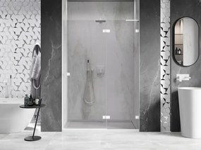 Mexen Lunar L, Otočné pravé sprchové dvere 130 cm, 8mm číre sklo, biely profil, 834L-130-000-20-00-P