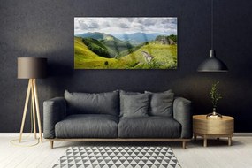 Obraz na akrylátovom skle Hora lúka krajina 120x60 cm