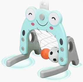 3 v 1 nastaviteľný basketbalový kôš s hádzaním krúžkov, modrý