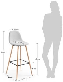 NOLITE BAR 65 cm pultová stolička Sivá - svetlá