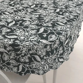 Biante Dekoračný oválny obrus PML-105 Biele kvety na čiernom 60x100 cm