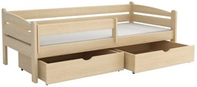 Detská posteľ z masívu borovice ZORA so šuplíkmi - 200x90 cm - PRÍRODNÁ BOROVICA