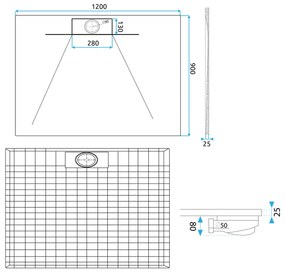 Rea Bazalt Long, SMC sprchová vanička 90x120 cm + sifón, biela, REA-K3903