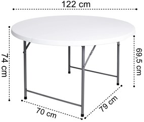 BRISTOL skladací cateringový stôl 120 cm biely