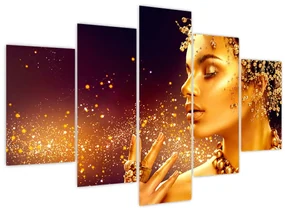 Obraz - Zlatý makeup (150x105 cm)