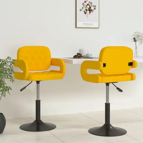 Otočné jedálenské stoličky 2 ks horčicovo-žlté látkové 335604
