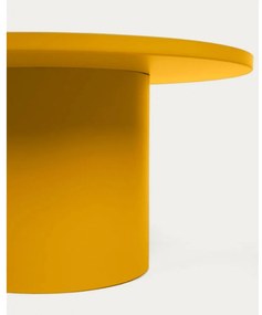 Kovový okrúhly konferenčný stolík v horčicovej farbe ø 72 cm Fleksa – Kave Home