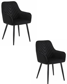 Set dvoch jedálenských stoličiek NANA zamatové, čierne (čierne nohy) 2 ks