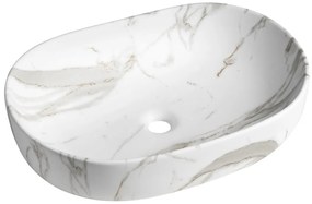 Sapho Sapho, CALEO keramické umývadlo na dosku 60x42cm, bianco carrara, CA590BC