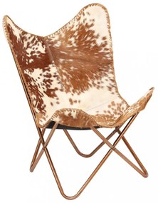 Relaxačné kreslo BUTTERFLY pravá kozej kože / oceľ Dekorhome Bílá / hnědá