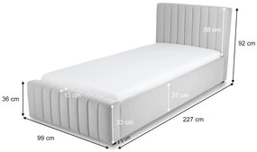 Čalúnená posteľ Lamea 90x200 - sivá