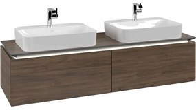 VILLEROY &amp; BOCH Legato závesná skrinka pod dve umývadlá na dosku, 2 zásuvky, s LED osvetlením, 1600 x 500 x 380 mm, Arizona Oak, B767L0VH