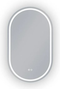 Erga Lyra, oválne LED zrkadlo 60x100cm, 3 farby svetla, predné a zadné osvetlenie, vyhrievacia podložka proti zapareniu, ERG-V01-Lyra-6010-CL