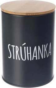 Orion Dóza na potraviny, plechová, černá, s bambusovým víkem, 1,3l, Strúhanka SK