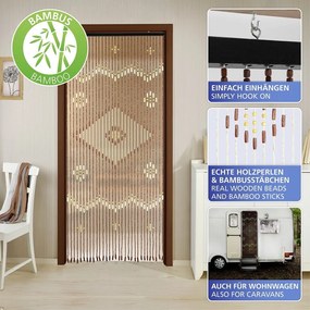 Bambusový záves do dverí v prírodnej farbe 90x200 cm Rhombus – Maximex