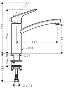 Hansgrohe Logis, drezová batéria stojanková, chrómová, HAN-71832000