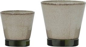 House Doctor Kovový obal na kvetináč Beige / Green – set 2 ks