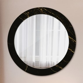 Okrúhle ozdobné zrkadlo na stenu Čierny mramor fi 70 cm