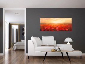 Obraz - Pole vlčích makov (120x50 cm)