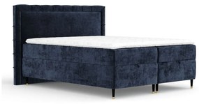 Tmavomodrá boxspring posteľ s úložným priestorom 200x200 cm Voyage – Maison de Rêve