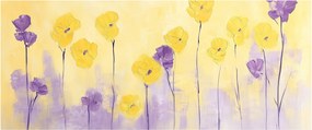 Obraz - Fialové a žlté kvietky (120x50 cm)