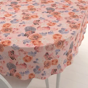 Biante Teflónový oválny obrus TF-062 Ruže na lososovo ružovom 120x140 cm