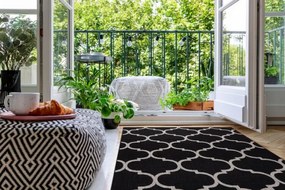 Koberec SIZAL FLOORLUX 20608 - marokánsky, trellis - čierny, strieborný