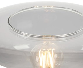 Stojaca lampa v štýle Art Deco čierna s dymovým sklom - Bizle