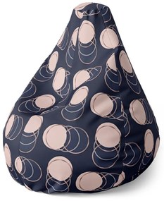 Sedací vak Pear kruhy a bodky - detský, béžová / čierna