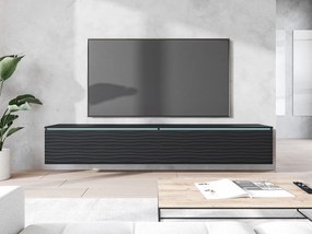 TV skrinka Dlana 180 MDF (čierna + čierna vlna) (s bielym LED osvetlením). Vlastná spoľahlivá doprava až k Vám domov. 1106211