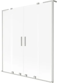 Mexen Velar L Duo, 2-krídlová posuvná vaňová zástena 140 x 150 cm, 8mm sklo námraza, brúsená oceľ, 896-140-003-32-97