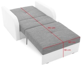 Rozkladacie kreslo FASO I 80 Biela eko-koža + tmavo sivá