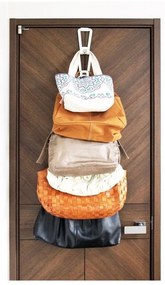 Biely vešiak na kabelky so zavesením na dvere a 6 háčikmi YAMAZAKI Kanazawa