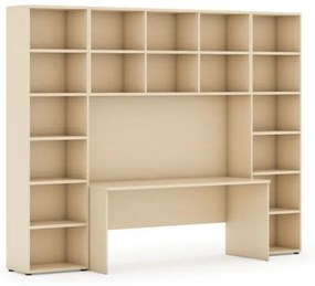 Zostavy knižníc s integrovaným stolom, vyššie, 2950 x 700/400 x 2300 mm, breza