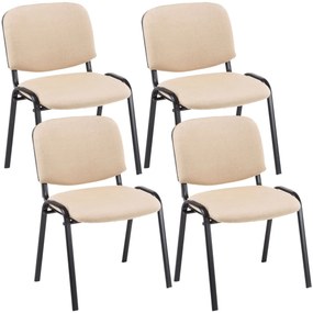 4x Stohovateľná konferenčná stolička Ken látka - Krémová