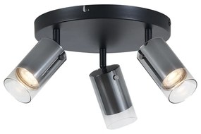 Stropný reflektor Gunmetal okrúhly s 3 svetlami otočný a nastaviteľný - Drain