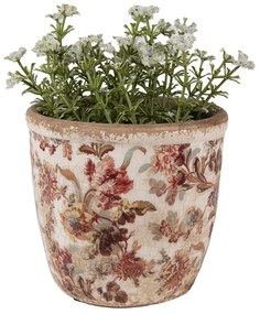 Béžový keramický obal na kvetináč s kvetmi Flovia S - Ø 11*11 cm