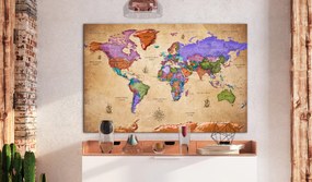 Artgeist Obraz na korku - Colourful Travels (1 Part) Wide [Cork Map] Veľkosť: 120x80