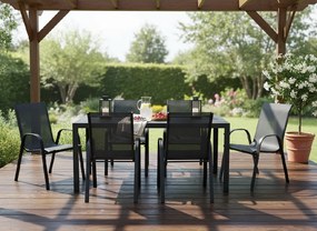 Noela Záhradný jedálenský set Viking L + 6x kovová stolička Ramada