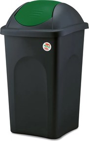 STEFANPLAST Odpadkový kôš Multipat 60 l, čierny, so zeleným vekom