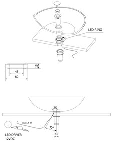 Sapho Sapho, LEDRING osvetlenie pod sklenené umývadlo 12V, 1,2W, 5000-5500K, WP94051LED