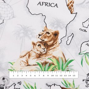 Biante Bavlnený okrúhly obrus Sandra SA-546 Zvieratá sveta na bielom Ø 100 cm