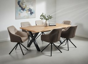 Noela Jedálenský set ROBUL 160 + 6x stolička LOREN hnedá/krémová